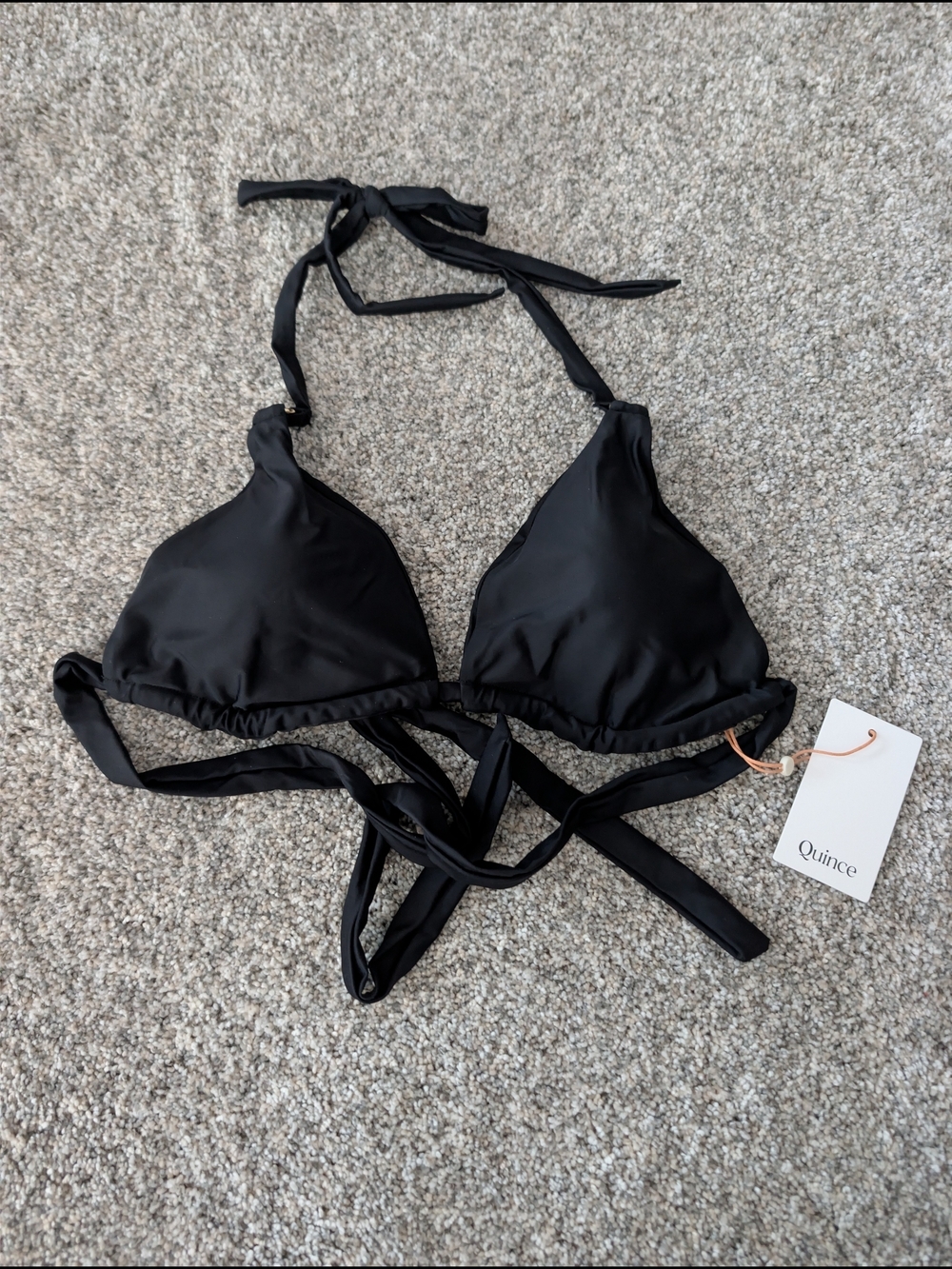 Quince Black Triangle Bikini Top NWT Italian Swim Resortwear